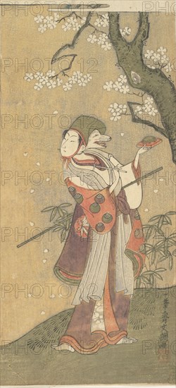 An Actor in the Fox Dance from the Drama, "The Thousand Cherry Trees", 1723-1792. Creator: Ippitsusai Buncho.