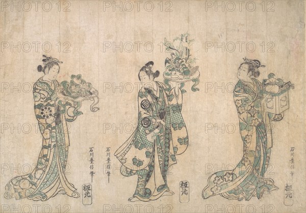 Three Actors, 1750 or 1751. Creator: Ishikawa Toyonobu.