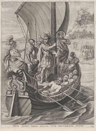 Plate 14: Ferdinand on a voyage with the Argonauts; from Guillielmus Becanus's 'Serenissim..., 1636. Creators: Jacobus van Schoor, Johannes Meursius, Willem van der Beke.