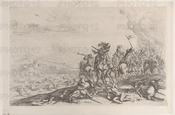 Aiding the wounded after a battle, 1635-60. Creator: Jacques Courtois.