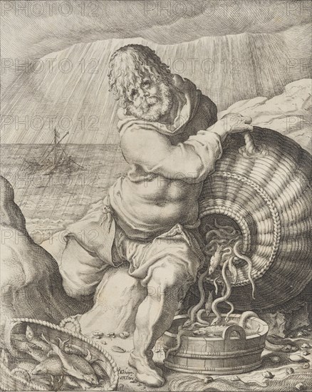 Water (Phlegmaticus), from The Four Temperaments, 1596-97 Creator: Zacharias Dolendo.