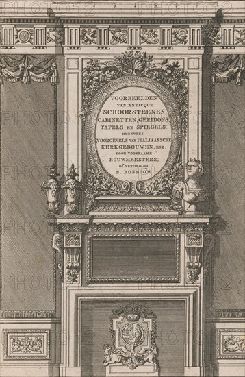 Miscellany of 17th-century Ornament Print Series: Examples of Antique Chimneypieces, Cabin..., 1786. Creator: Jan Barend Elwe.