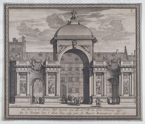 Triumphal arch erected in celebration of the entry of King William III, 1691. Creator: Jan van den Aveelen.