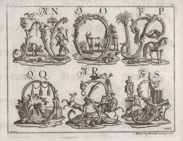 Decorated Roman alphabet, 18th century. Creator: Johann David Nessenthaler.