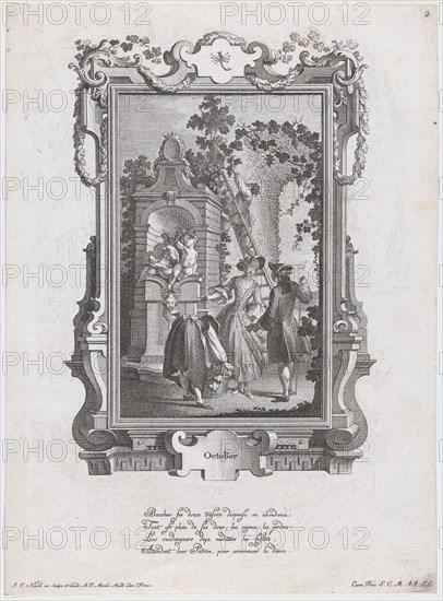 October. From a Series of Twelve Months of the Year, ca. 1766. Creator: Johann Esaias Nilson.