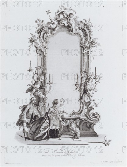 Trumeau de Glace, Orné avec les quatres parties de la Vie humaine, 18th century., Creator: Johann Esaias Nilson.