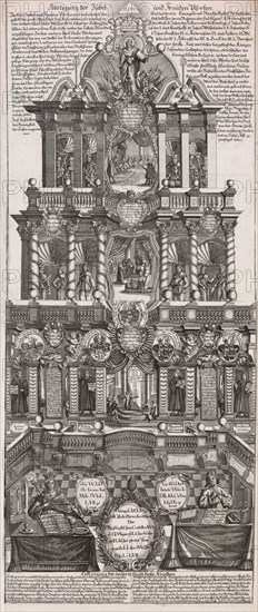 Broadsheet in Commemoration of the 200th Anniversary of the Augsburg Confession of 153..., ca. 1730. Creator: Johann Gottfried Boeck.