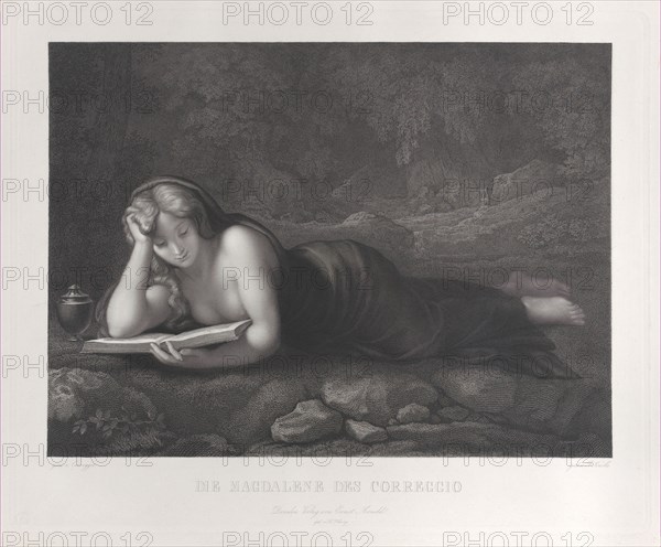 Mary Magdalene reading in the desert, 1827-75. Creator: Johann Heinrich Friedrich Ludwig Knolle.