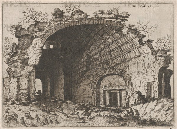 Barrel Vault with Coffering from the series Roman Ruins and Buildings, 1562. Creators: Johannes van Doetecum I, Lucas van Doetecum.