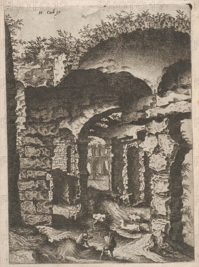 Vaults with Bosse Blocks, from the series Roman Ruins and Buildings, 1562. Creators: Johannes van Doetecum I, Lucas van Doetecum.