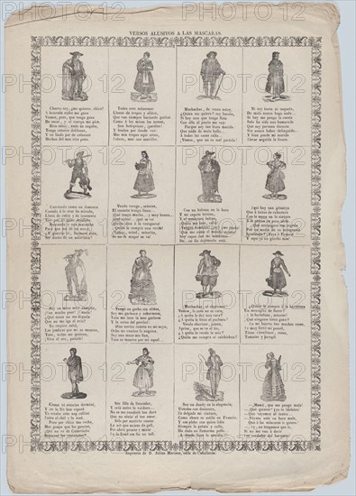 Allusive verses for masquerades, ca. 1860-70. Creator: Julian Mariana.