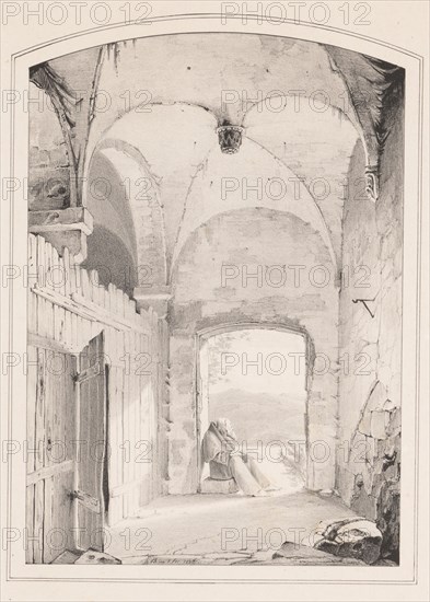 Pilgrim at the Gate (Einsiedler an der Pforte), 1827. Creator: Karl Blechen.