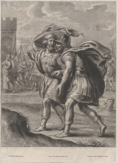 Achilles and Priam, in conversation outside of Troy, ca. 1644-66. Creator: Lucas Vorsterman II.