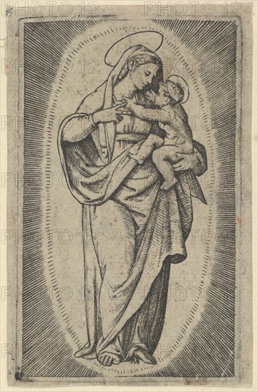 The Virgin holding the Christ Child, ca. 1500-1527. Creator: Marcantonio Raimondi.