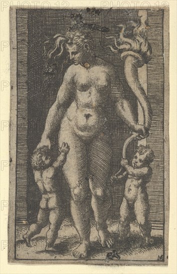 Venus attended by cupids, ca. 1500-1534. Creator: Marcantonio Raimondi.