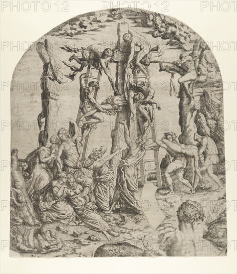 Descent from the Cross, 1543. Creator: Master IQV.