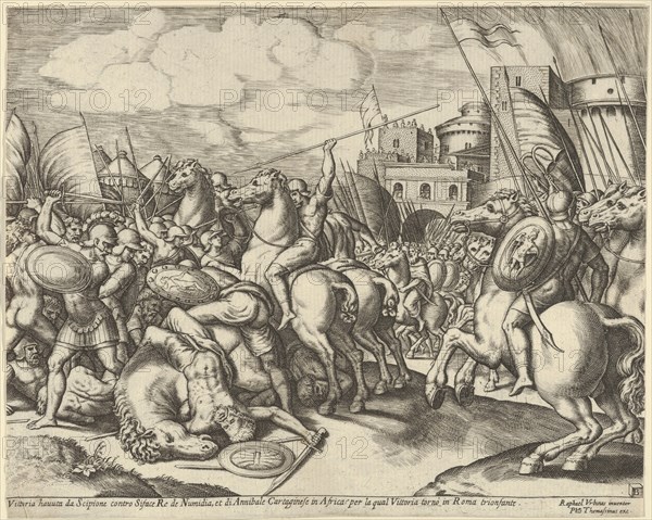 The victory of Scipio over Syphax, 1530-60. Creator: Master of the Die.