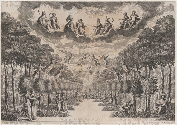 The Elysian Fields; set design from 'La Monarchia Latina Trionfante', 1678. Creator: Mathäus Küsel.