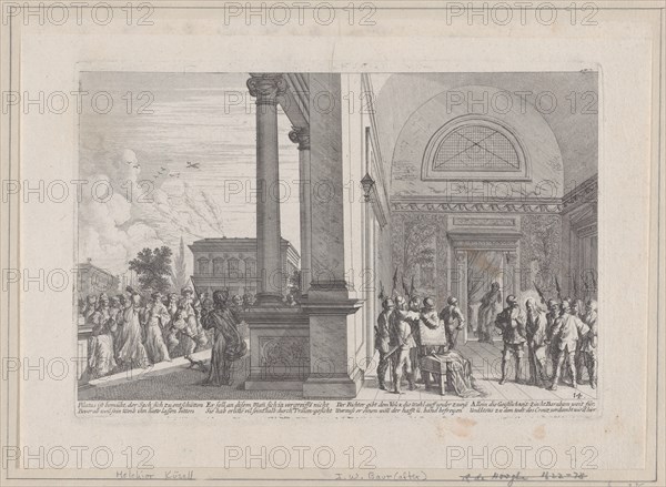 Pilate attempting to discharge Christ, from 'Iconographia', 1670. Creator: Melchior Küsel.