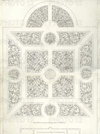 Grand Parterre du Jardin de la Royne mere a Luxembourg, in Traité du Jardinage selon les R..., 1638. Creator: Michel van Lochom.