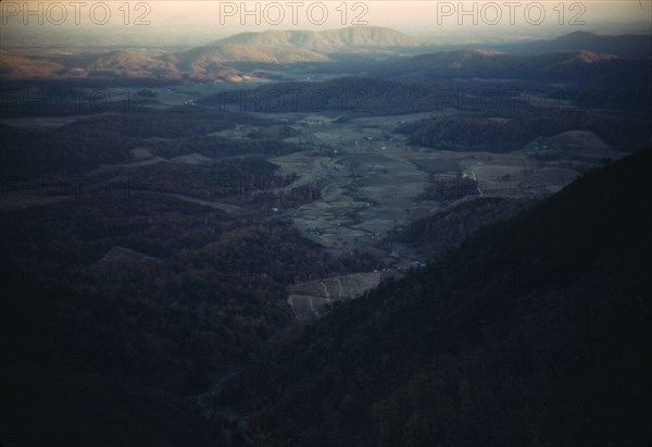 Mountain farms along the Skyline Drive in Virginia, ca. 1940. Creator: Jack Delano.