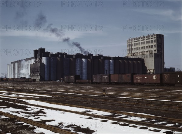 The giant Santa Fe R.R. 10 million bushel grain elevator, Kansas, 1943. Creator: Jack Delano.