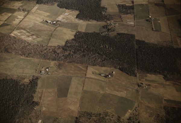 Potato farms showing layout of land and buildings, vicinity of Caribou, Aroostook, Maine., 1940. Creator: Jack Delano.