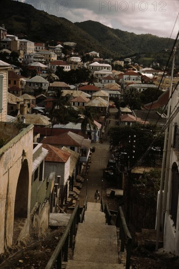 One of the steep hillside streets, Charlotte Amalie, St. Thomas Virgin Islands, 1941. Creator: Jack Delano.