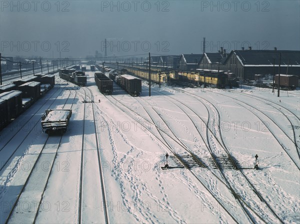 One of the yards of the Chicago and Northwestern Railroad, Chicago, Ill., 1942. Creator: Jack Delano.