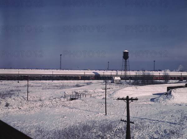 View of a Chicago and Northwestern railroad freight house, Chicago, Ill., 1942. Creator: Jack Delano.