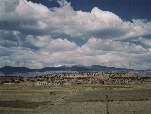 Indian houses and farms on the Laguna Indian reservation, Laguna New Mexico, 1943. Creator: Jack Delano.