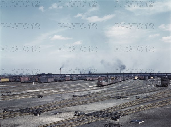 General view of part of classification yard at C & NW RR's Proviso yard, Chicago, Ill., 1943. Creator: Jack Delano.
