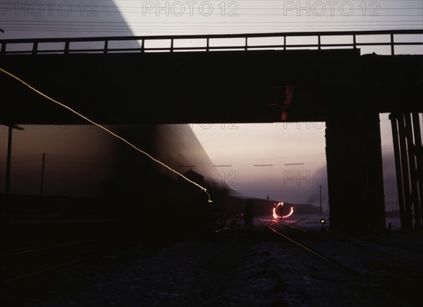 Repair tracks of the Chicago and North Western R.R., 1942. Creator: Jack Delano.