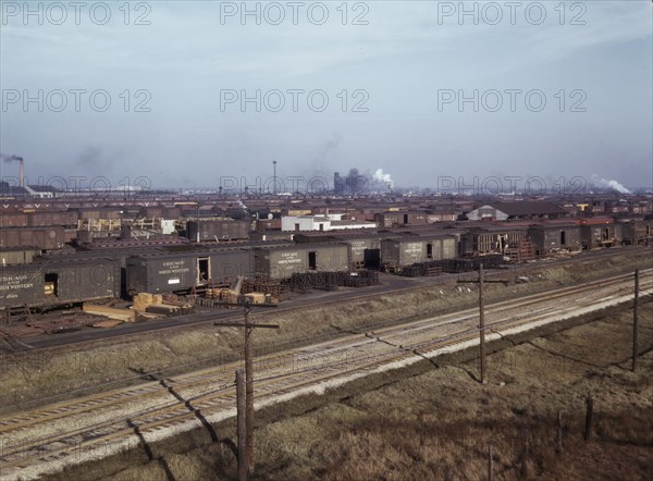 The regular tracks of the South Yards, at C & NW RR's Proviso (?) yard, Chicago, Ill., 1942. Creator: Jack Delano.