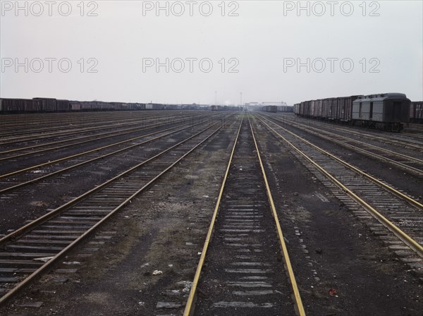 Tracks at C & NW RR's Proviso yard, Chicago, Ill., 1943. Creator: Jack Delano.