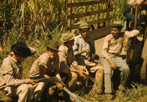 Sugar cane workers resting, Rio Piedras, Puerto Rico, 1941. Creator: Jack Delano.