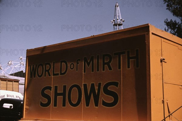 Side show at the Vermont state fair, Rutland, 1941. Creator: Jack Delano.