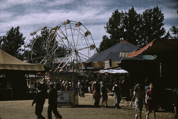 Side shows at the Vermont state fair, Rutland, 1941. Creator: Jack Delano.