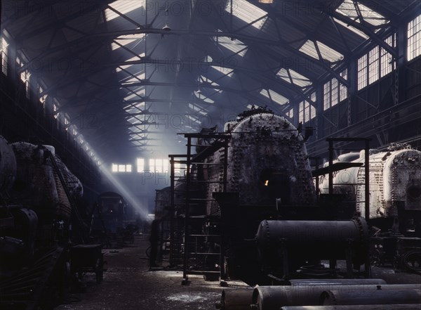 Santa Fe R.R. locomotive shops, Topeka, Kansas, 1943. Creator: Jack Delano.