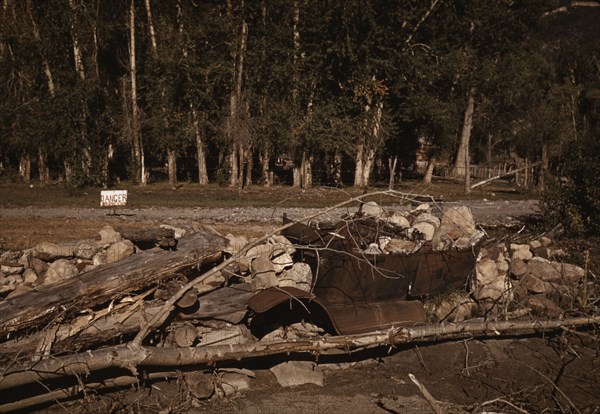 Improvised protection for a stream bank, Ridgway, Colorado, 1940. Creator: Russell Lee.