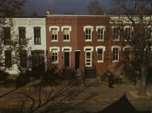 Row houses, corner of N and Union Streets S.W., Washington, D.C., between 1941 and 1942. Creator: Louise Rosskam.