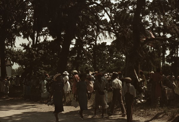 A Fourth of July celebration by a group of Negroes, St. Helena Island, S.C., 1939. Creator: Marion Post Wolcott.