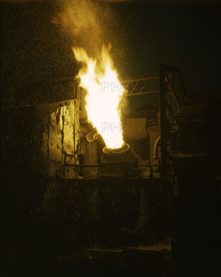 A scene in a steel mill, Republic Steel, Youngstown, Ohio, 1941. Creator: Alfred T Palmer.