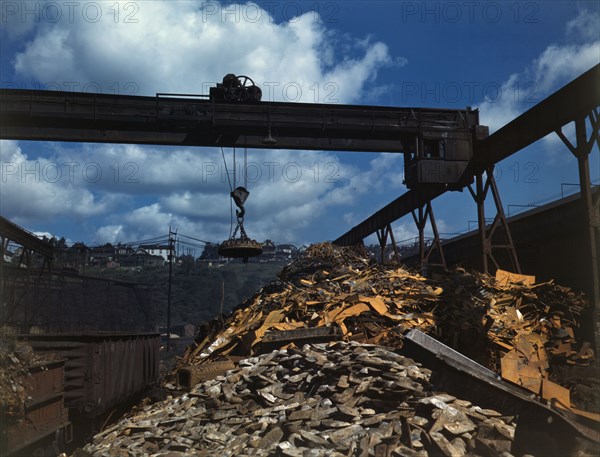 Back into production go these carloads..., Allegheny Ludlum Steele Corp., Brackenridge, Pa., (1941?) Creator: Alfred T Palmer.