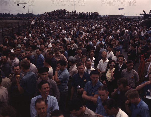 Workers on the Liberator Bombers, Consolidated Aircraft Corp., Fort Worth, Texas, 1942. Creator: Howard Hollem.