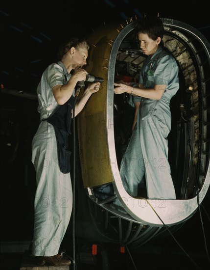 Frances Eggleston, aged 23, came from Oklahoma...Consolidated Aircraft Corp., Fort Worth, TX, 1942. Creator: Howard Hollem.