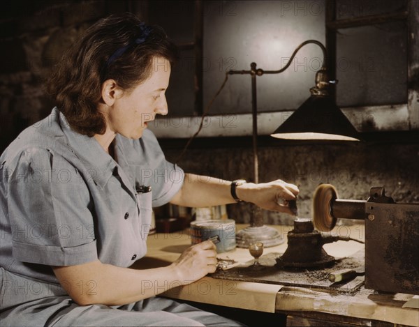 Formerly a sculptress and designer of tiles, Dorothy Cole converted..., Glenview, Ill., 1942. Creator: Howard Hollem.