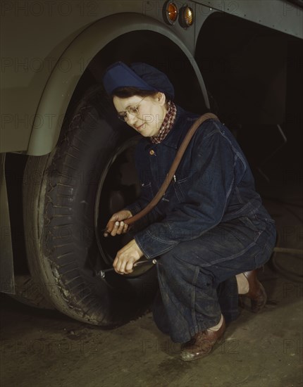 War production workers at the Heil Company making gasoline trailer..., Milwaukee, Wisconsin, 1943. Creator: Howard Hollem.