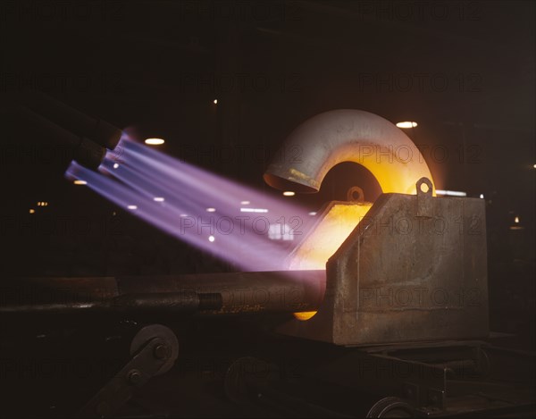 Large pipe elbows for the Army are formed at Tube Turns, Inc., by heating..., Louisville, Ky., 1941. Creator: Alfred T Palmer.