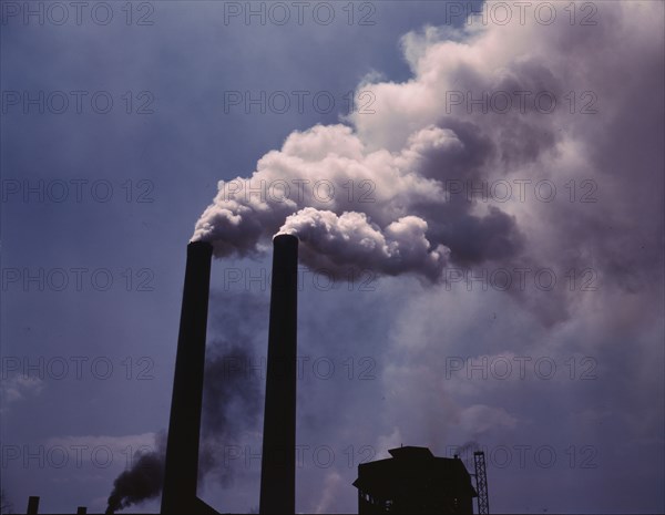 Smoke stacks, 1942. Creator: Alfred T Palmer.